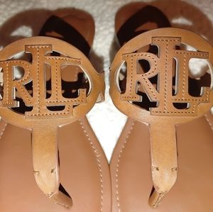 8.5 Lauren by Ralph Lauren Tan Leather thong sanda